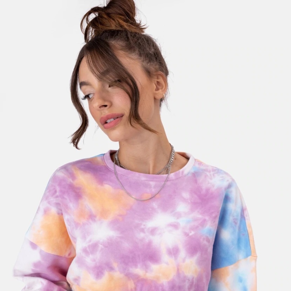 ADIKA SPLASH TIE-DYE CROPPED SWEATSHIRT NWT SZ MED - Picture 4 of 4
